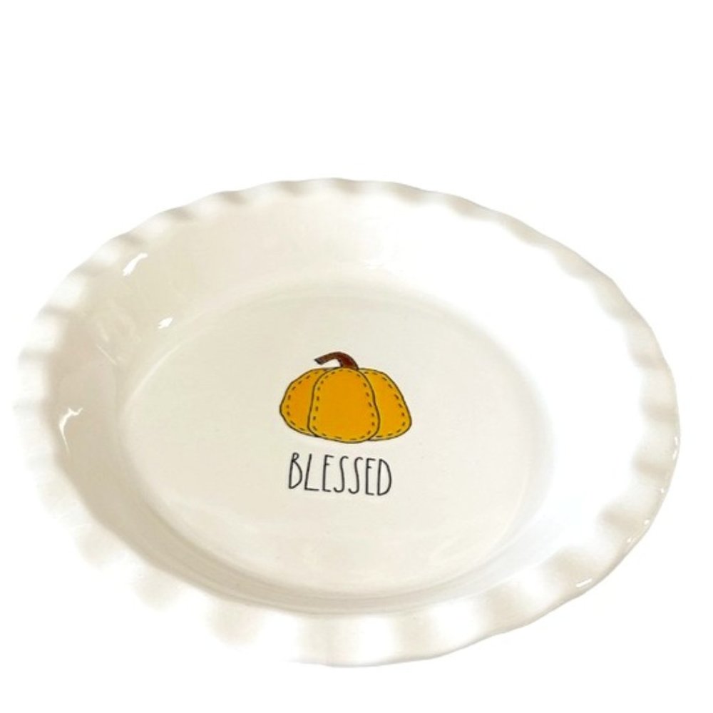 Rae Dunn-"Blessed" Pumpkin Design Pie Dish